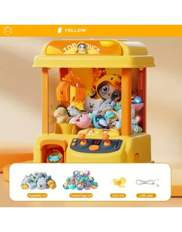 Yellow Duck Large Claw Machine - USB-Powered Doll Catcher Game with Colorful Prizes, ABS Material, Perfect for Parties & Youngsters' Fun