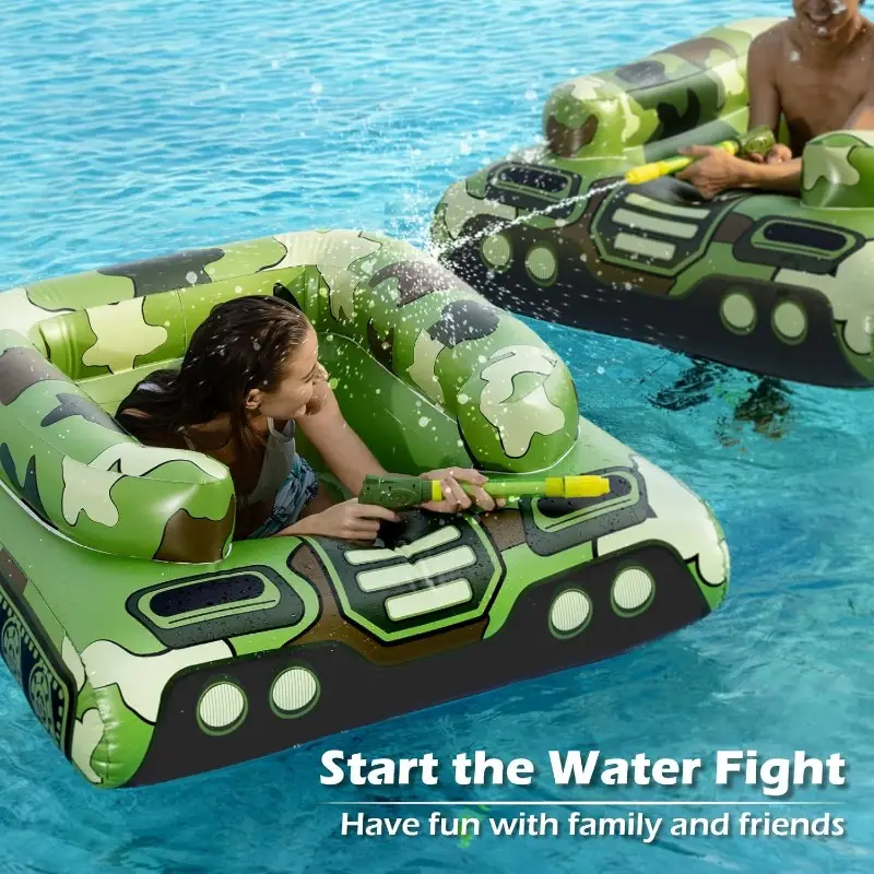 Tank Pool Floats Adults Pool Floaties Swimming Pool Tank with Water Cannon Gun Swim Floaty Rafts Lake Beach Party Pool Toys for Boys Girls Adults
