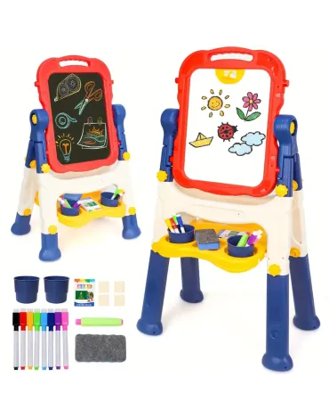 Art Easel for Kids, Adjustable Standing Rotatable Double Sided Easel with Painting Accessories for Toddlers Boy S& Girls Age 3+ Years Old, Standing Toddler Art Easel, Ideal Birthday/Christmas Gifts Art Easel for Kids, Adjustable Standing Rotatable Double Sided Easel with Painting Accessories for Toddlers Boy S& Girls Age 3+ Years Old, Standing Toddler Art Easel, Ideal Birthday/Christmas Gifts