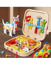 Kids' Wooden Animal Pattern Toolbox Toys With Hand Rope, Cute Cartoon Educational Toys For Boys Girls, Children's Building Block Assembly Toy, Birthday Gifts Kids' Wooden Animal Pattern Toolbox Toys With Hand Rope, Cute Cartoon Educational Toys For Boys Girls, Children's Building Block Assembly Toy, Birthday Gifts