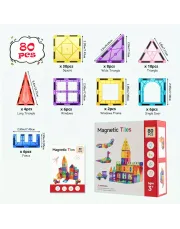 80pc Deluxe Magnetic Tiles with 2 Cars Toy Set, 3D Diamond Magnet Tiles Building Blocks, Toys for 3 - 8 Years, STEM Preschool Kids Sensory Educational Toys Gift for Boys Girls, Easter 80pc Deluxe Magnetic Tiles with 2 Cars Toy Set, 3D Diamond Magnet Tiles Building Blocks, Toys for 3 - 8 Years, STEM Preschool Kids Sensory Educational Toys Gift for Boys Girls, Easter