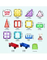 102pc Deluxe Magnetic Tiles with 2 Cars Toy Set, 3D Diamond Magnet Tiles Building Blocks, Toys for 3 - 8 Years, STEM Preschool Kids Sensory Educational Toys Gift for Boys Girls, Easter 102pc Deluxe Magnetic Tiles with 2 Cars Toy Set, 3D Diamond Magnet Tiles Building Blocks, Toys for 3 - 8 Years, STEM Preschool Kids Sensory Educational Toys Gift for Boys Girls, Easter