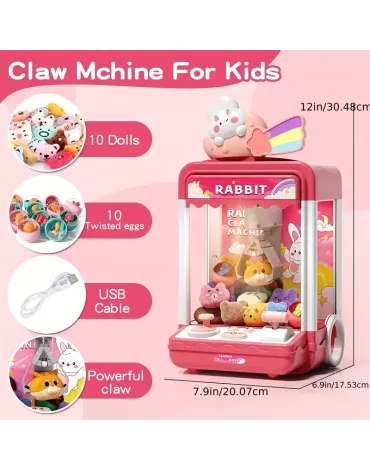 Kids Claw Machine, Mini Candy Vending Machine, Arcade Game Toy With Plush Dolls, With Sound, Includes Random 10 Plush Toys And 10 Mini Toys, Suitable For Holiday Gifts